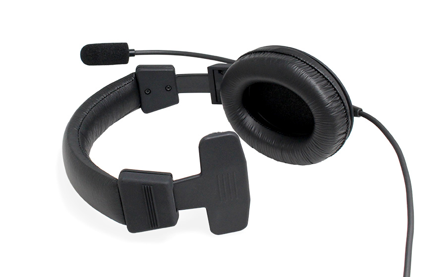 黒のオーバヘッドのパッドがしっかりとした片耳ヘッドセット