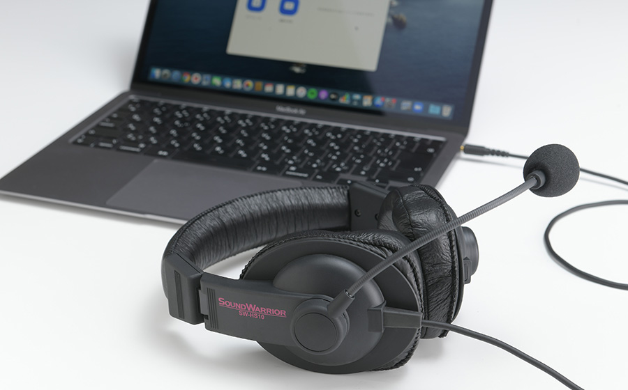 城下工業SOUND WARRIOR密閉型オーバーイヤーヘッドセットSW-HS10とパソコン