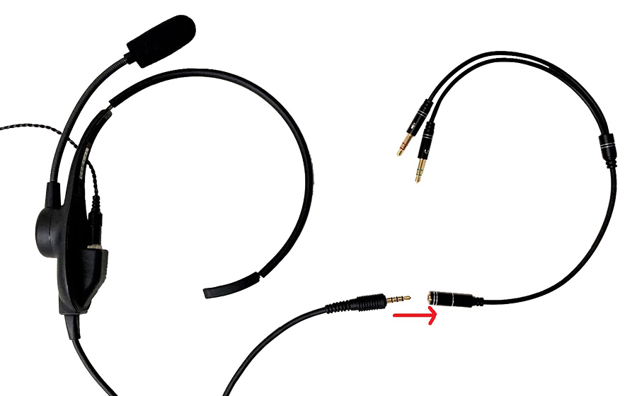 SWA-HS-AS 3.5mm 4極オーディオ変換ケーブルと城下工業SOUND WARRIORネックセットSW-NS1の接続