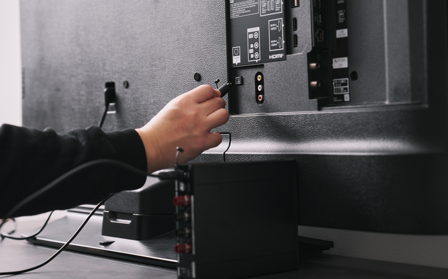 城下工業 SOUND WARRIOR サウンドウォーリア テレビ用アンプSWD-TV1とテレビの光デジタル接続