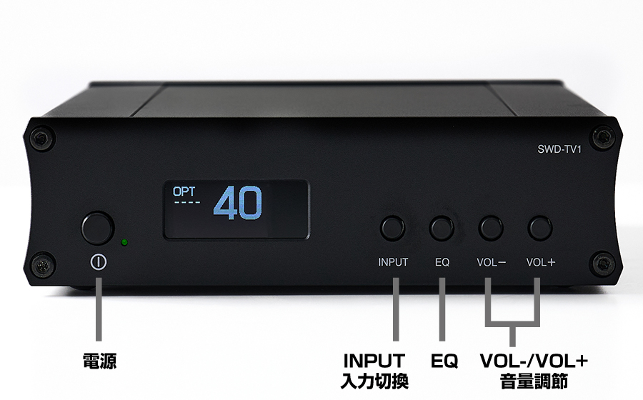 テレビ用アンプSW TV Plus (SWD-TV1)の正面のボタン説明